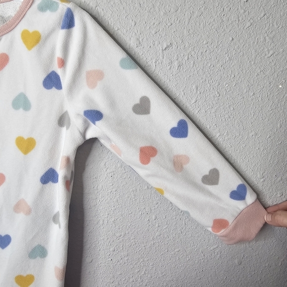 Carter's Footed Pajama Toddler 4T White Pink Heart Zip Up Long Sleeve Clean Girl - Picture 4 of 11